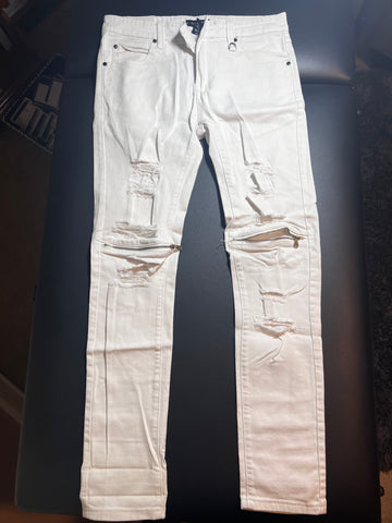 Maty - White Zip-Knee Pants
